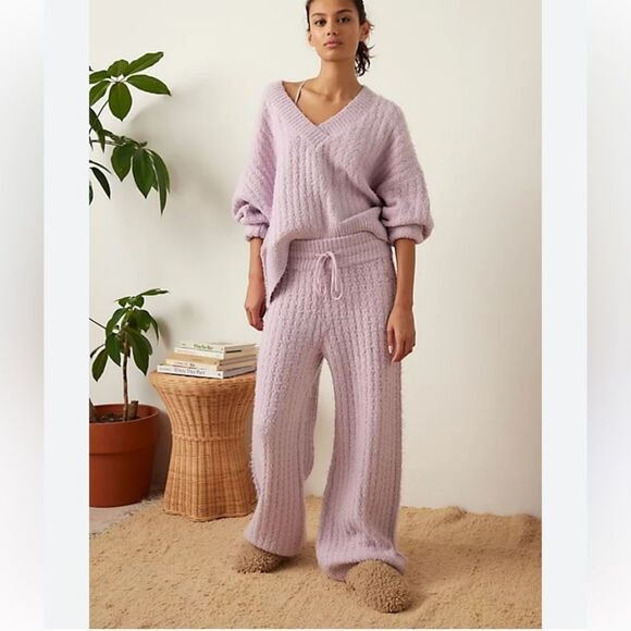 Out From Under Urban Outfitters Mina Cable Knit Pants Lavender Size Medium - Picture 1 of 11